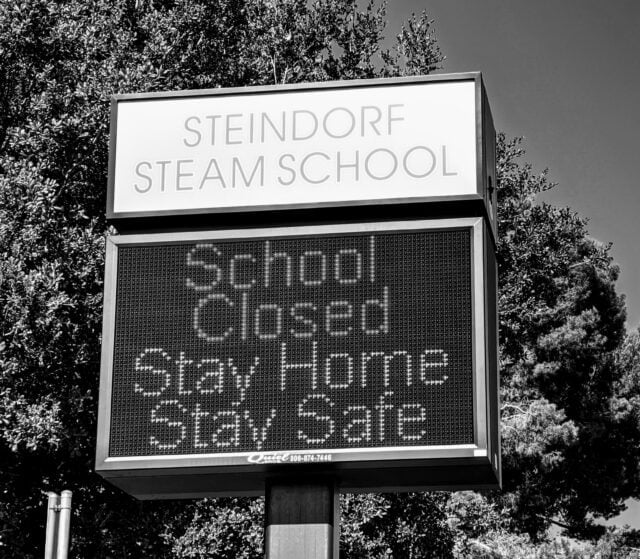 School Closed Stay Home Stay Safe banner fron Steindorf School