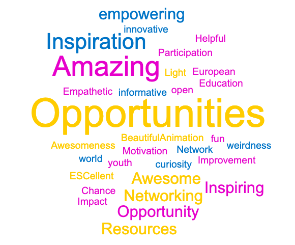 Word cloud with several key words including Opportunities and Amazing