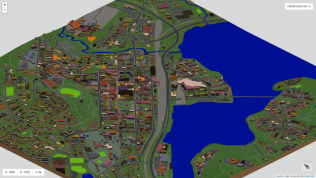 The Jyväskylä City map after conversion to Minecraft