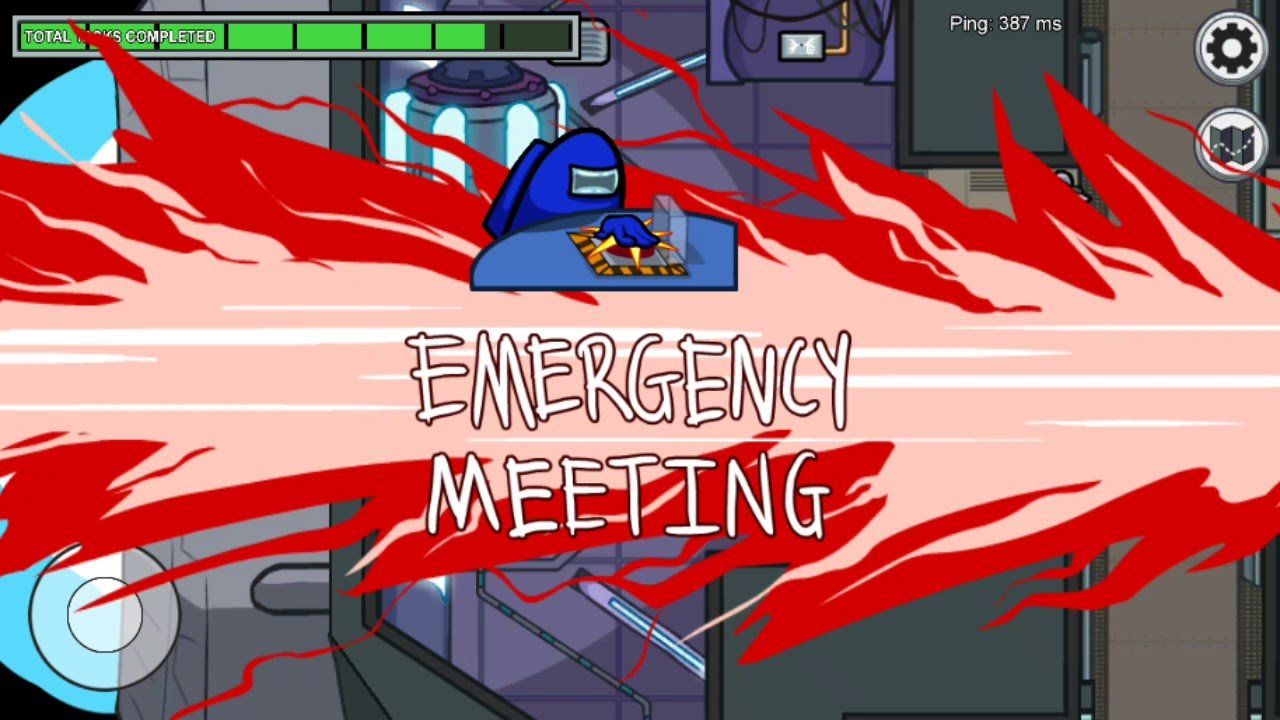 An emergency meeting is called by one participant to find the impostor in game Among US